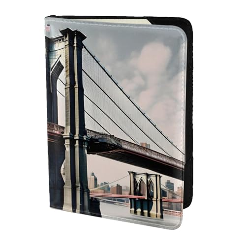Brooklyn Bridge Reisepasshülle aus Leder für Damen und Herren, Reisebrücke, Reisepasshülle, Schwarz, Einheitsgröße von YQxwJL
