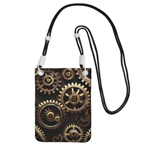 Coole Steampunk-Umhängetasche für Männer und Frauen, lässige Mini-Handygeldbörsen, Anti-Diebstahl-Handytasche, für Wandern, Reisen, Schwarz, Einheitsgröße von YQxwJL