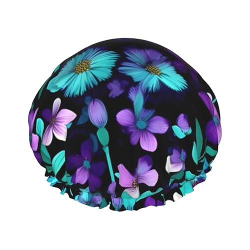 Duschhaube, Duschhaube für Damen, wiederverwendbar, wasserdicht, schnell trocknend, Violett und Blaugrün Duschhaube, Duschhaube für Damen, wiederverwendbar, wasserdicht, schnell trocknend, Violett und Blaugrün von YQxwJL