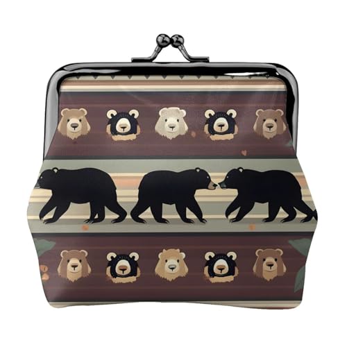 Geldbörse mit Bären-Druck, Mini-Geldbörse für Damen, kleine Münzbörse für Kreditkarte, Ausweis, Schlüssel, Schwarz, Einheitsgröße, Vintage von YQxwJL