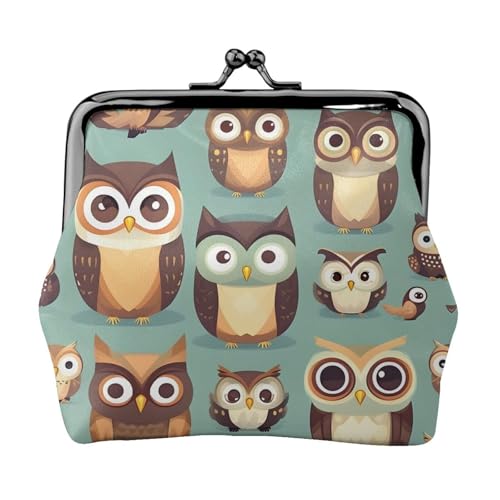 Geldbörse mit Tier-Cartoon-Eulen-Motiv, niedlicher Druck, Mini-Geldbörse für Damen, kleine Münzbörse für Kreditkarte, Ausweis, Schlüssel, Schwarz, Einheitsgröße, Vintage von YQxwJL