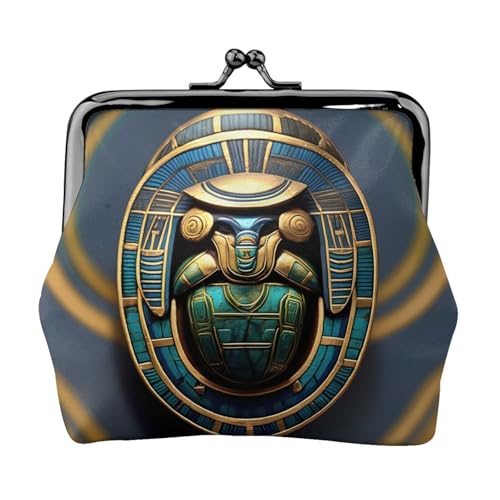 Geldbörse mit ägyptischem Skarabäus-Druck, Mini-Geldbörse für Damen, kleine Münzbörse für Kreditkarte, Ausweis, Schlüssel, Schwarz, Einheitsgröße, Vintage von YQxwJL