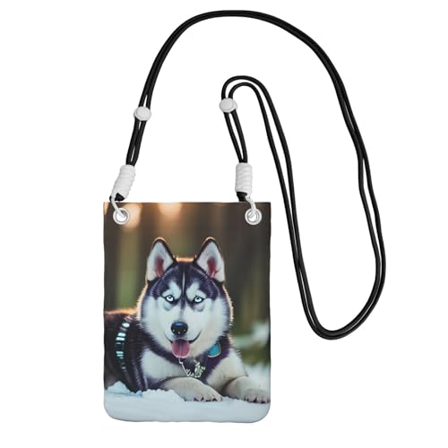Husky Hundetasche für Männer und Frauen, lässige Mini-Handygeldbörsen, Anti-Diebstahl-Handytasche, für Wandern, Reisen, Schwarz, Einheitsgröße von YQxwJL