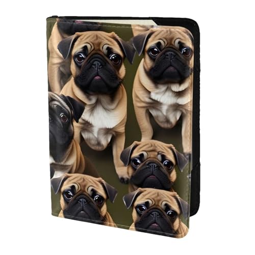 Imagen De Pug-Reisepasshülle aus Leder mit Standarddruck, für Damen und Herren, Reisebrieftasche, Reisepasshülle, Schwarz, Einheitsgröße von YQxwJL