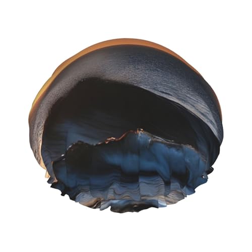 Last Sun Rays of Over The Sea Waves Print Shower Cap, Shower Cap for Women Reusable, Waterproof Bath Cap,Quick Drying Bath Hair Cap von YQxwJL