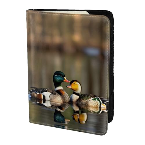 Mallard Reisepasshülle aus Leder mit Entenmuster, für Damen und Herren, Reisebrieftasche, Reisepasshülle, Schwarz, Einheitsgröße von YQxwJL