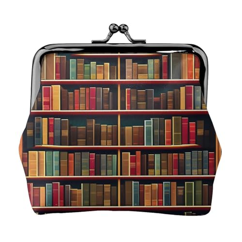 Münzbörse mit Bücherregal, Münzfach, Mini-Geldbörse für Damen, kleine Münzbörse für Kreditkarte, Ausweis, Schlüssel, Schwarz, Einheitsgröße, Vintage von YQxwJL