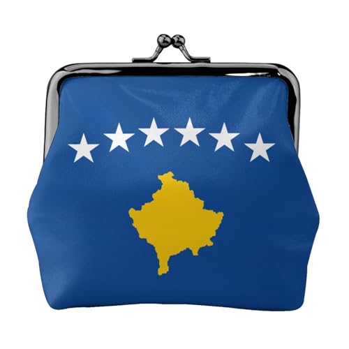 Münzbörse mit Flagge des Kosovo, Mini-Geldbörse für Damen, kleine Münzbörse für Kreditkarte, Ausweis, Schlüssel, Schwarz, Einheitsgröße, Vintage von YQxwJL