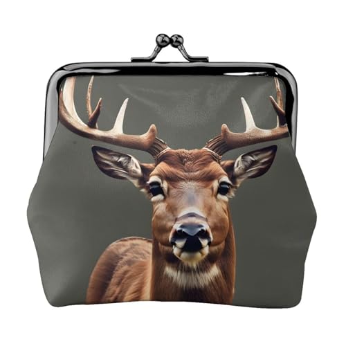 Münzbörse mit Hirsch-Aufdruck, Mini-Geldbörse für Damen, kleine Münzbörse für Kreditkarte, Ausweis, Schlüssel, Schwarz, Einheitsgröße, Vintage von YQxwJL