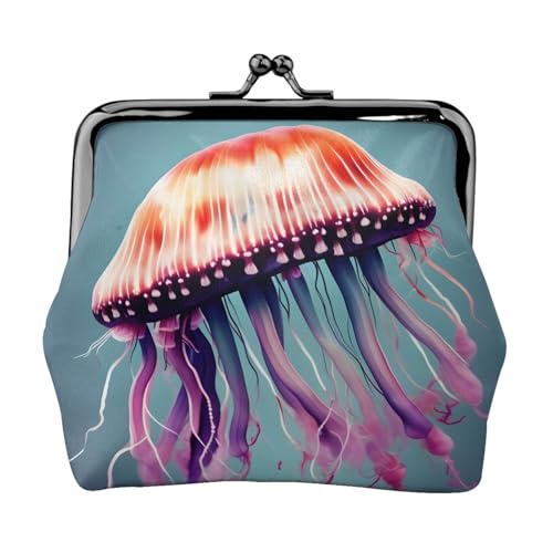 Münzbörse mit Quallen-Druck, Mini-Geldbörse für Damen, kleine Münzbörse für Kreditkarte, Ausweis, Schlüssel, Schwarz, Einheitsgröße, Vintage von YQxwJL