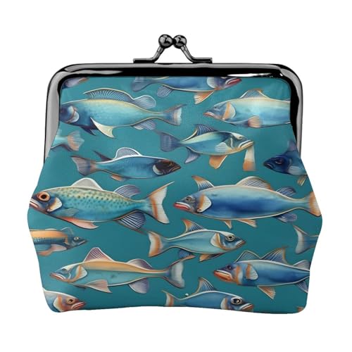 Münzgeldbörse mit Meeresfisch-Aufdruck, Mini-Geldbörse für Damen, kleine Münzbörse für Kreditkarte, Ausweis, Schlüssel, Schwarz, Einheitsgröße, Vintage von YQxwJL