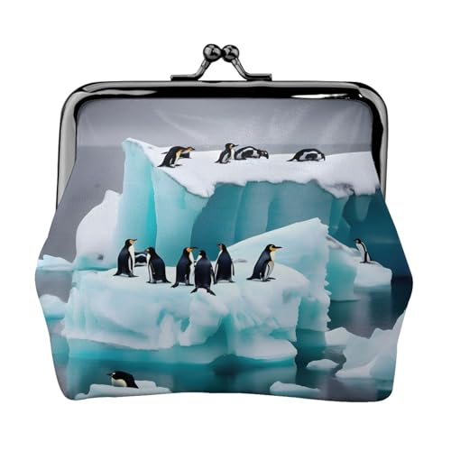 Münzgeldbörse mit Pinguine auf dem Eisberg, Mini-Geldbörse für Damen, kleine Münzbörse für Kreditkarte, Ausweis, Schlüssel, Schwarz, Einheitsgröße, Vintage von YQxwJL
