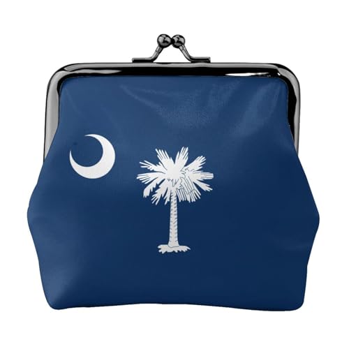 Münzgeldbörse mit South Carolina Flagge, Mini-Geldbörse für Damen, kleine Münzbörse für Kreditkarte, Ausweis, Schlüssel, Schwarz, Einheitsgröße, Vintage von YQxwJL