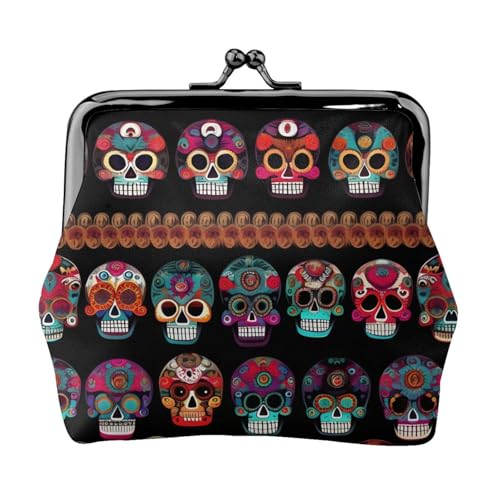 Münzgeldbörse mit mexikanischem Totenkopf-Druck, Mini-Geldbörse für Damen, kleine Münzbörse für Kreditkarte, Ausweis, Schlüssel, Schwarz, Einheitsgröße, Vintage von YQxwJL