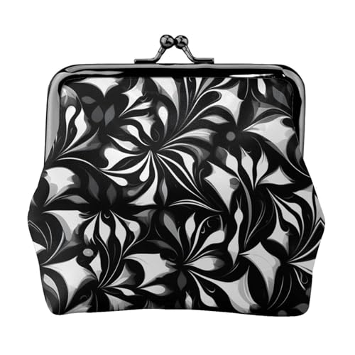 Münzgeldbörse mit schwarz-weißem Muster, Mini-Geldbörse für Damen, kleine Münzbörse für Kreditkarte, Ausweis, Schlüssel, Schwarz, Einheitsgröße, Vintage von YQxwJL