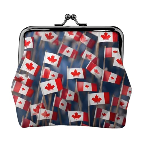 Münzgeldbörse mit vielen kleinen kanadischen Flaggen, Mini-Geldbörse für Damen, kleine Münzbörse für Kreditkarte, Ausweis, Schlüssel, Schwarz, Einheitsgröße, Vintage von YQxwJL