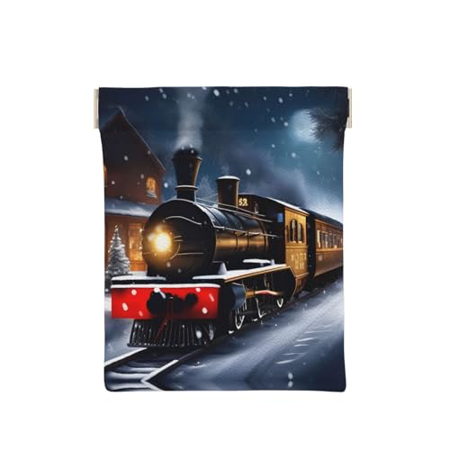 Münztasche mit Yin-Yang-Muster, Münzfach, Kleingeldhalter, kleine Reisebrieftasche, für Münzen, Kleingeld, Kopfhörer, Winter Weihnachten Schnee Nacht Eisenbahn Zug, Einheitsgröße, modisch von YQxwJL