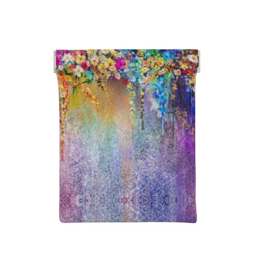 Münztasche mit mehrfarbigem Rosen-Druck, Leder, Reißverschluss, Münzfach, Münzfach, Münzgeldbörse für Männer und Frauen, Abstrakte lila weinende Blume, One Size, Modisch Münztasche mit mehrfarbigem Rosen-Druck, Leder, Reißverschluss, Münzfach, Münzfach, Münzgeldbörse für Männer und Frauen, Abstrakte lila weinende Blume, One Size, Modisch von YQxwJL