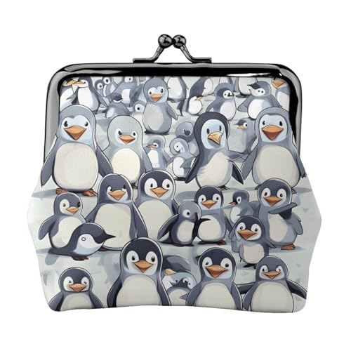 Niedliche Baby-Pinguin-Geldbörse mit Skizzendruck, Mini-Geldbörse für Damen, kleine Münzbörse für Kreditkarte, Ausweis, Schlüssel, Schwarz, Einheitsgröße, Vintage von YQxwJL