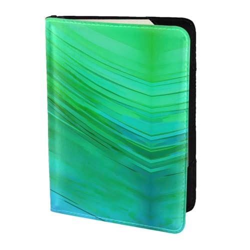 Reisepasshülle aus Leder, für Damen und Herren, Blaugrün mit Muster, Schwarz, Einheitsgröße von YQxwJL