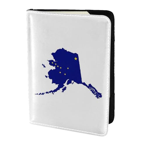 Reisepasshülle aus Leder mit Alaska-Staatenflagge, für Damen und Herren, Reisebrieftasche, Reisepasshülle, Schwarz, Einheitsgröße von YQxwJL