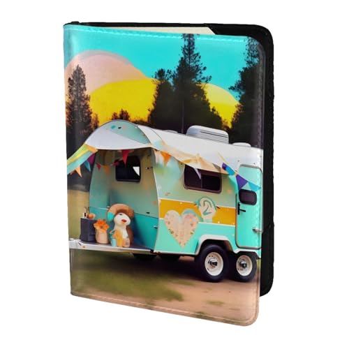 Reisepasshülle aus Leder mit Aufdruck "You Make Me Happy Camper" für Damen und Herren, Reisebrieftasche, Reisepasshülle, Schwarz, Einheitsgröße von YQxwJL