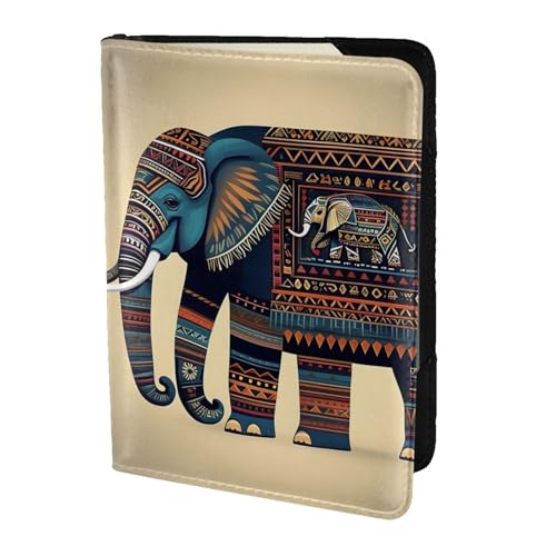 Reisepasshülle aus Leder mit Aztekenmuster für Damen und Herren, Reisebrieftasche, Reisepasshülle, Schwarz, Einheitsgröße von YQxwJL
