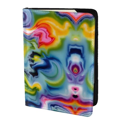 Reisepasshülle aus Leder mit Batikdruck, für Damen und Herren, Reisebrieftasche, Reisepasshülle, Schwarz, Einheitsgröße von YQxwJL