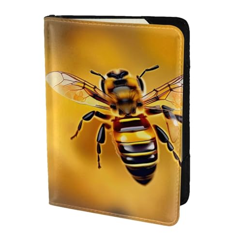 Reisepasshülle aus Leder mit Bienen-Motiv für Damen und Herren, Reisebrieftasche, Reisepasshülle, Schwarz, Einheitsgröße von YQxwJL