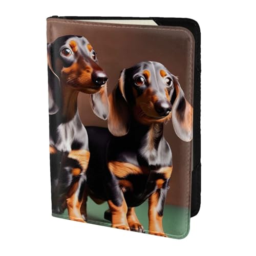 Reisepasshülle aus Leder mit Dackel-Motiv, für Damen und Herren, Reisebrieftasche, Reisepasshülle, Schwarz, Einheitsgröße von YQxwJL