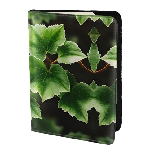 Reisepasshülle aus Leder mit Efeublüten-Motiv, für Damen und Herren, Reisebrieftasche, Reisepasshülle, Schwarz, Einheitsgröße von YQxwJL