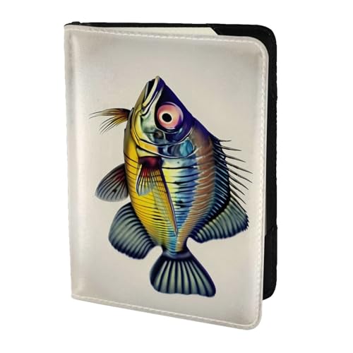 Reisepasshülle aus Leder mit Fischmuster, für Damen und Herren, Reisebrieftasche, Reisepasshülle, Gelb, Schwarz, Einheitsgröße von YQxwJL