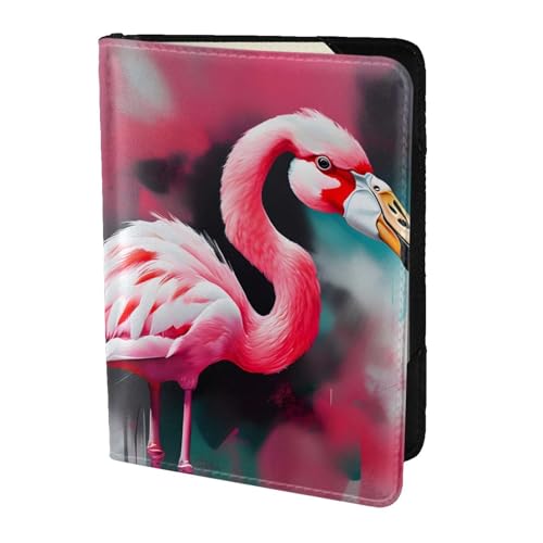 Reisepasshülle aus Leder mit Flamingo-Druck, für Damen und Herren, Reisebrieftasche, Reisepasshülle, Schwarz, Einheitsgröße von YQxwJL
