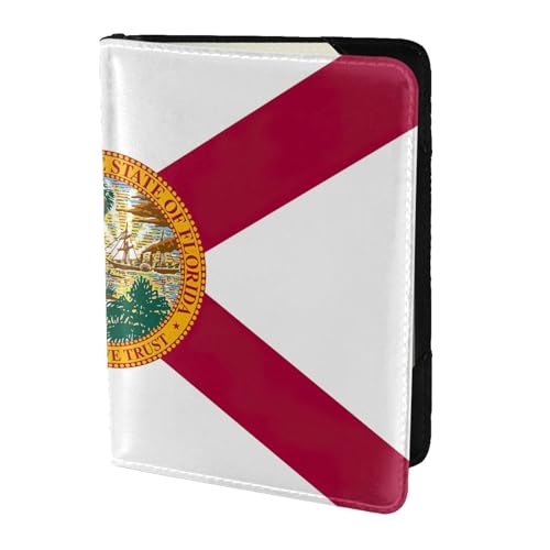 Reisepasshülle aus Leder mit Florida-Flagge, für Damen und Herren, Reisebrieftasche, Reisepasshülle, Schwarz, Einheitsgröße von YQxwJL