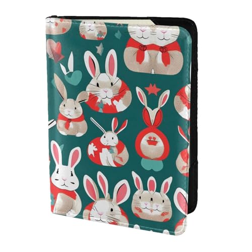Reisepasshülle aus Leder mit Hasen-Aufdruck, für Damen und Herren, Reisebrieftasche, Reisepasshülle, Schwarz, Einheitsgröße von YQxwJL