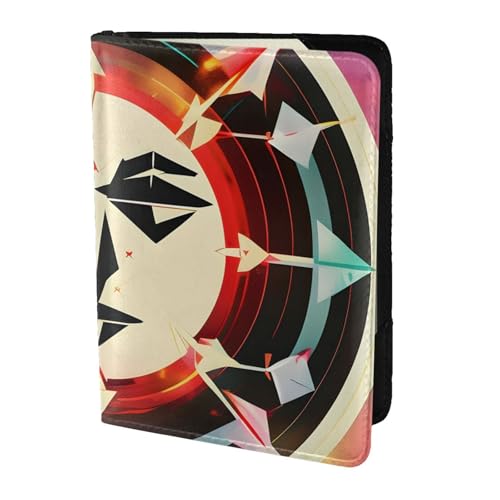 Reisepasshülle aus Leder mit Jagdpfeilen, Dreiecken, Hirschaufdruck, für Damen und Herren, Reisebrieftasche, Reisepasshülle, Schwarz, Einheitsgröße von YQxwJL