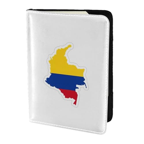 Reisepasshülle aus Leder mit Kolumbien-Flagge, für Damen und Herren, Reisebrieftasche, Reisepasshülle, Schwarz, Einheitsgröße von YQxwJL
