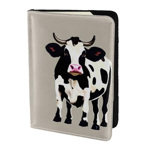 Reisepasshülle aus Leder mit Kuh-Motiv, für Damen und Herren, Schwarz mit Punktemuster, Schwarz, Einheitsgröße von YQxwJL