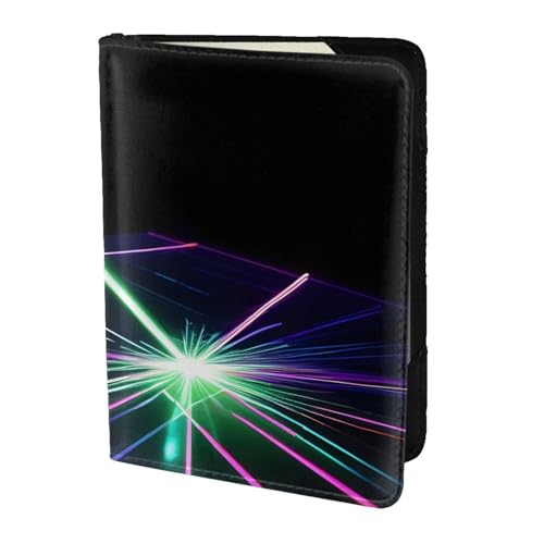 Reisepasshülle aus Leder mit Laserlicht-Druck, für Damen und Herren, Reisebrieftasche, Reisepasshülle, Schwarz, Einheitsgröße von YQxwJL