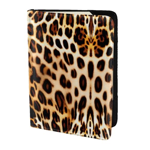 Reisepasshülle aus Leder mit Leopardenmuster für Damen und Herren, Reisebrieftasche, Reisepasshülle, Schwarz, Einheitsgröße von YQxwJL