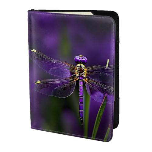 Reisepasshülle aus Leder mit Libellen-Aufdruck, für Damen und Herren, Reisebrieftasche, Reisepasshülle, Schwarz, Einheitsgröße von YQxwJL