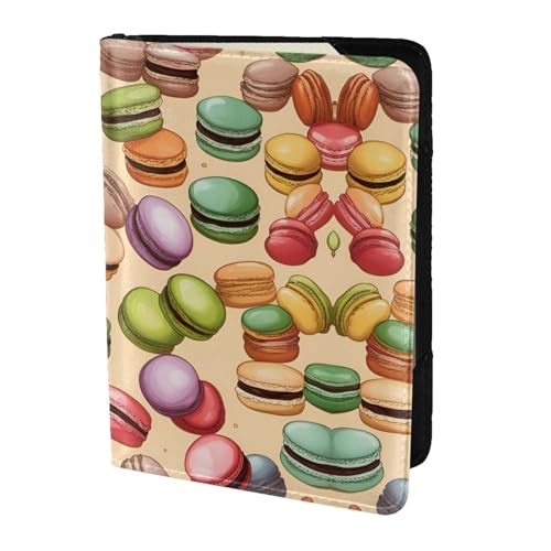 Reisepasshülle aus Leder mit Macaron-Keksgeschmack, für Damen und Herren, Reisebrieftasche, Reisepasshülle, Schwarz, Einheitsgröße von YQxwJL