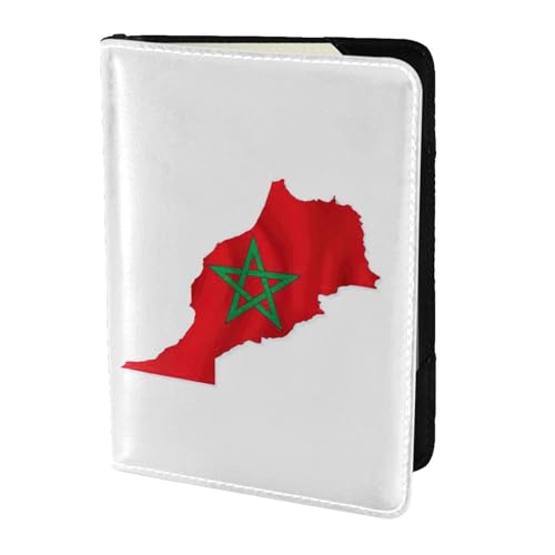 Reisepasshülle aus Leder mit Marokko-Flagge, für Damen und Herren, Reisebrieftasche, Reisepasshülle, Schwarz, Einheitsgröße von YQxwJL