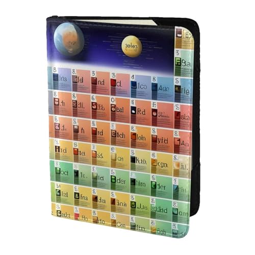 Reisepasshülle aus Leder mit Periodensystem der Elemente, für Damen und Herren, Reisebrieftasche, Reisepasshülle, Schwarz, Einheitsgröße von YQxwJL