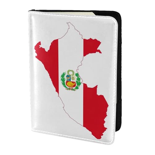 Reisepasshülle aus Leder mit Peru-Flagge, für Damen und Herren, Reisebrieftasche, Reisepasshülle, Schwarz, Einheitsgröße von YQxwJL