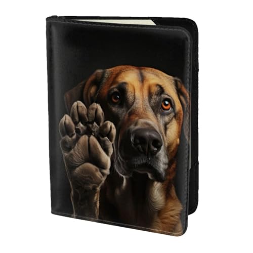 Reisepasshülle aus Leder mit Pfotenabdruck, für Damen und Herren, Reisebrieftasche, Reisepasshülle, Schwarz, Einheitsgröße von YQxwJL