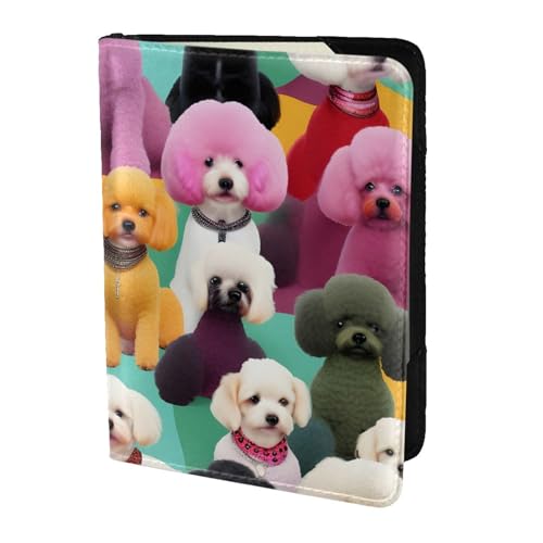 Reisepasshülle aus Leder mit Pudel-Motiv, für Damen und Herren, Reisebrieftasche, Reisepasshülle, Schwarz, Einheitsgröße von YQxwJL