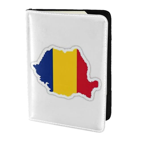 Reisepasshülle aus Leder mit Rumänien-Flagge, für Damen und Herren, Reisebrieftasche, Reisepasshülle, Schwarz, Einheitsgröße von YQxwJL