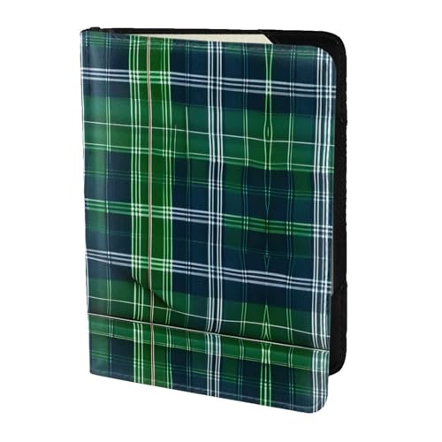 Reisepasshülle aus Leder mit Schottenkaro-Muster, für Damen und Herren, Reisebrieftasche, Reisepasshülle, Blau, Schwarz, Einheitsgröße von YQxwJL