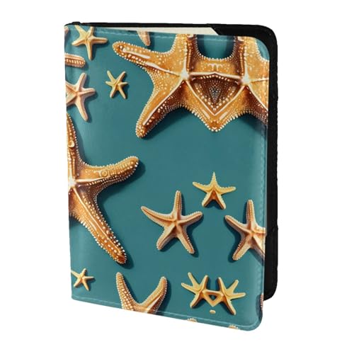 Reisepasshülle aus Leder mit Seesternmuster, für Damen und Herren, Reisebrieftasche, Reisepasshülle, Schwarz, Einheitsgröße von YQxwJL